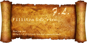 Fillitza Lőrinc névjegykártya